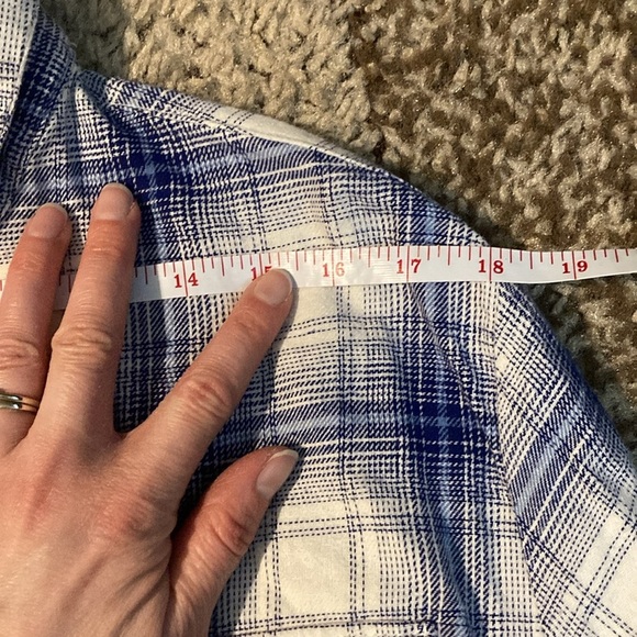 Old Navy Blue and White Plaid Button Down Shirt - Picture 8 of 11